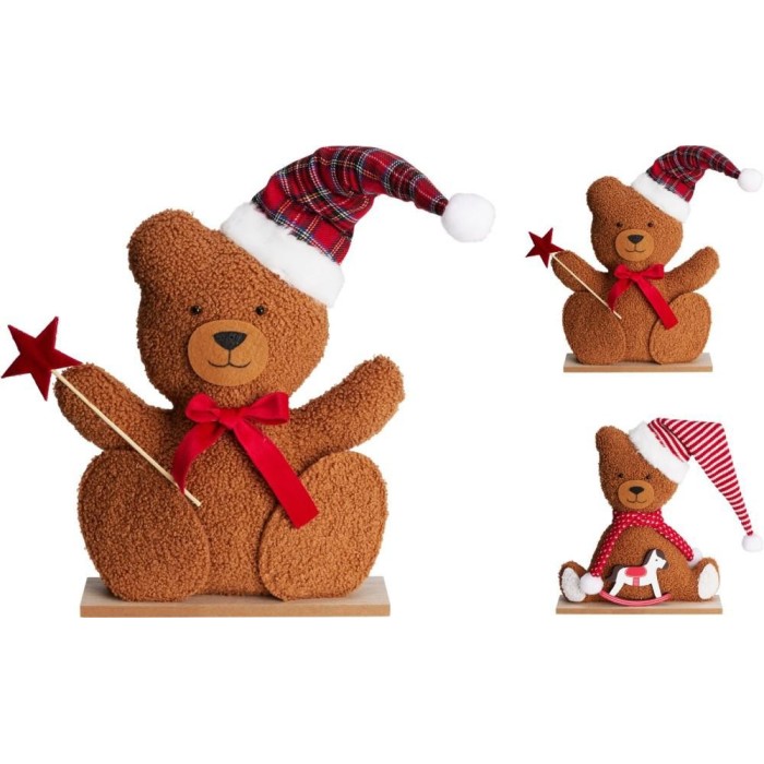 ORSO PL SU BASE LEGNO 29CM 2AS